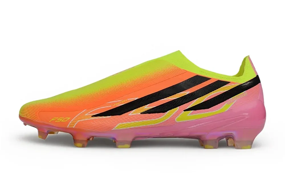 Adidas F50 Hyperfast Laceless in Orange / Volt / Pink