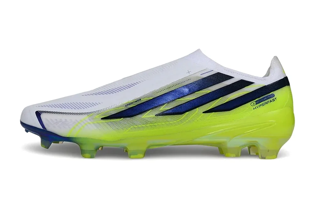 Adidas F50 Hyperfast Laceless in White / Volt