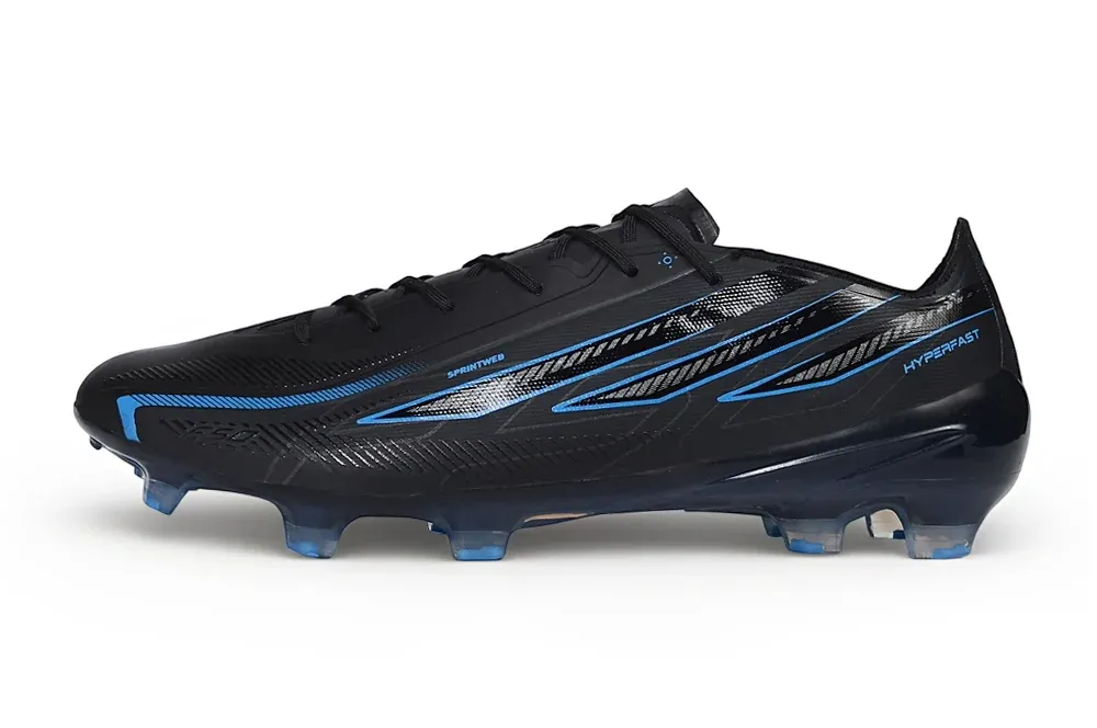 Adidas F50 Hyperfast Laced in Black / Blue Stripes